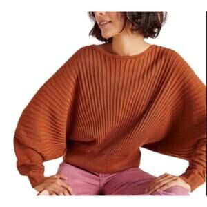 Anthropologie Karla Ribbed Wool Blend Boat Neck Women's Sweater Size M